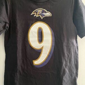 Nike Black Tee with Ravens Logo and Gold/Purple Accents